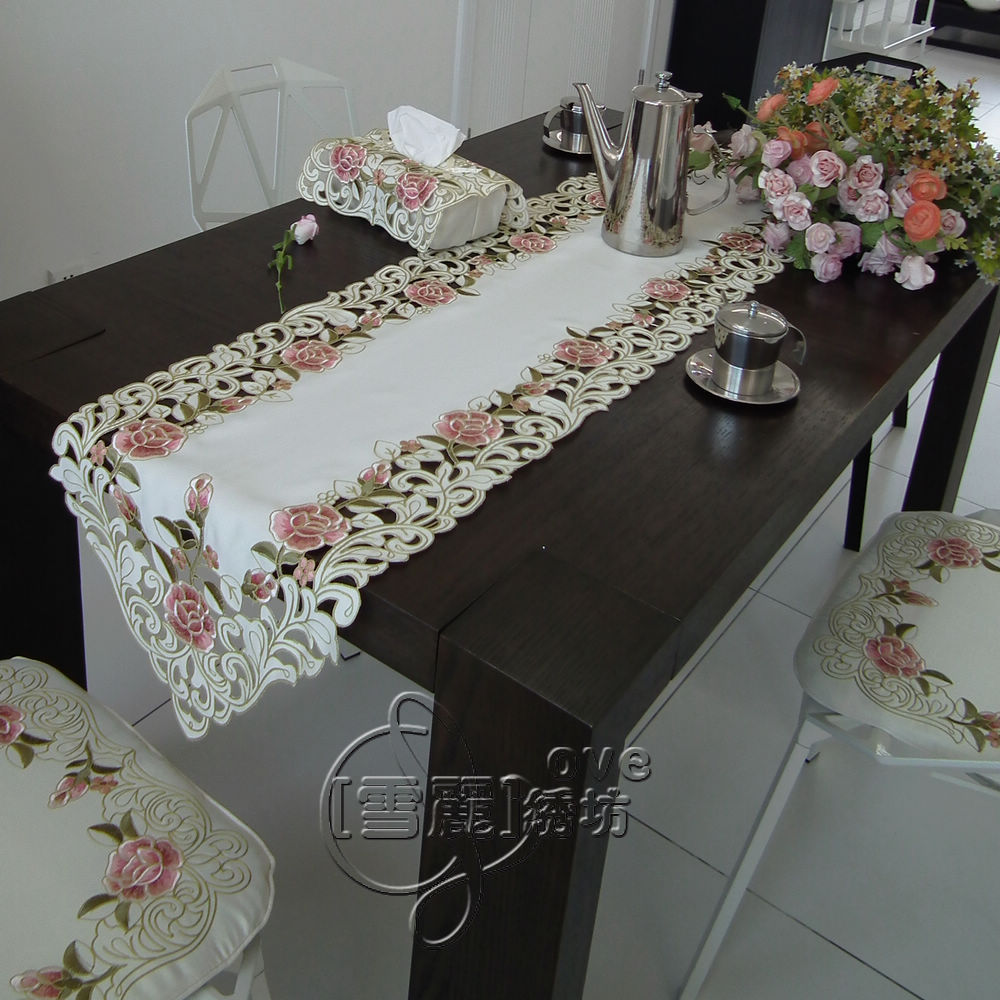 Ƹٿ    ڼ  Ź Ŀ ̺   ƿ Ŀ Ÿ ũ /Beautiful rustic fabric embroidery fashion dining table cloth coffee table runner cutout cover to